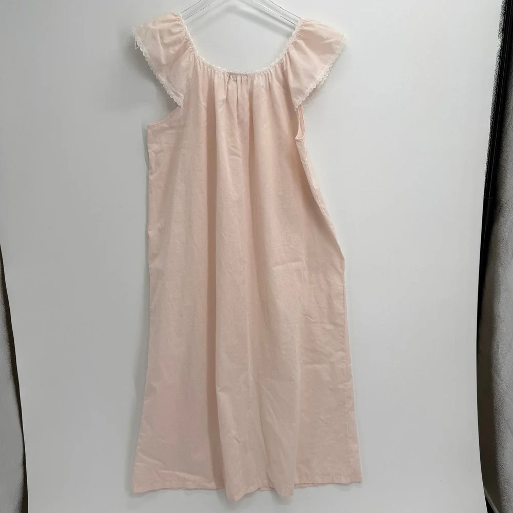 Vintage Sears Cachet Pink Lace Flutter Sleeve Nightgown Size M Coquette Cottage - Picture 6 of 9